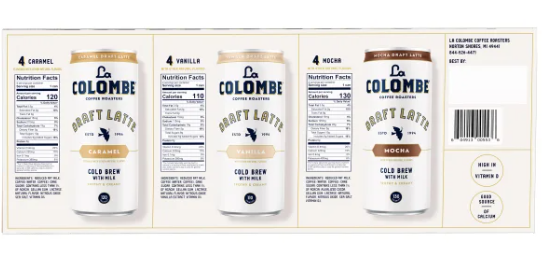 La Colombe Draft Latte Cold Brew Coffee, Variety Pack - 9oz. ; 12ct