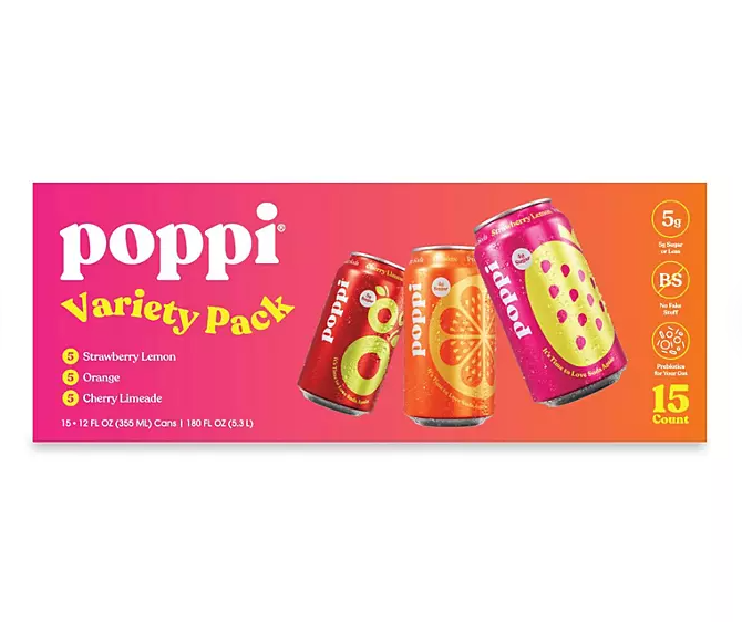 Poppi Prebiotic Soda Fruit Variety Pack - 12oz. ; 15pk.