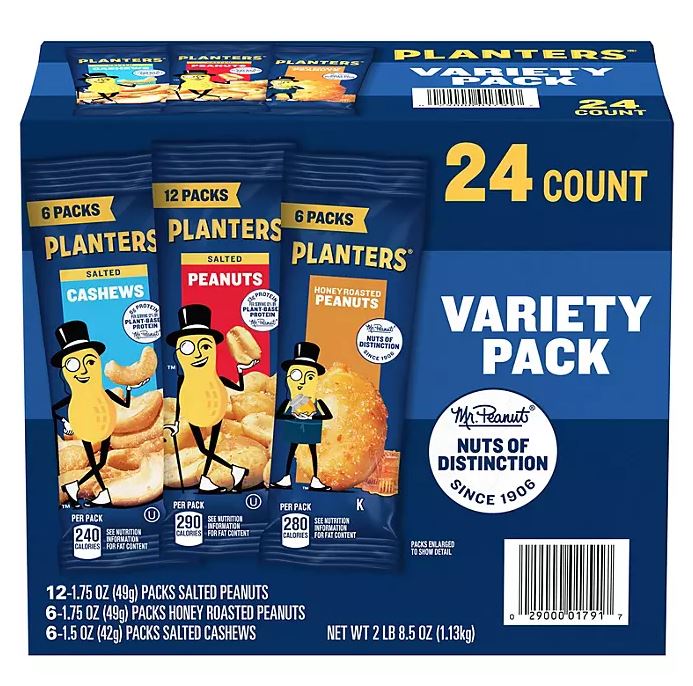 Planters Nuts Cashews and Peanuts Variety Pack - 24pk