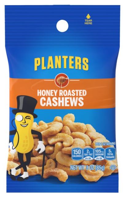 Planters Honey Roasted Cashews - 3oz ; 12pk