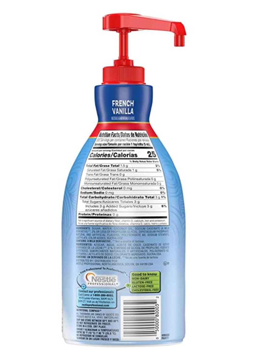 Nestle Coffee Mate - Non-Dairy French Vanilla Pump Creamer - 1.5 Liter