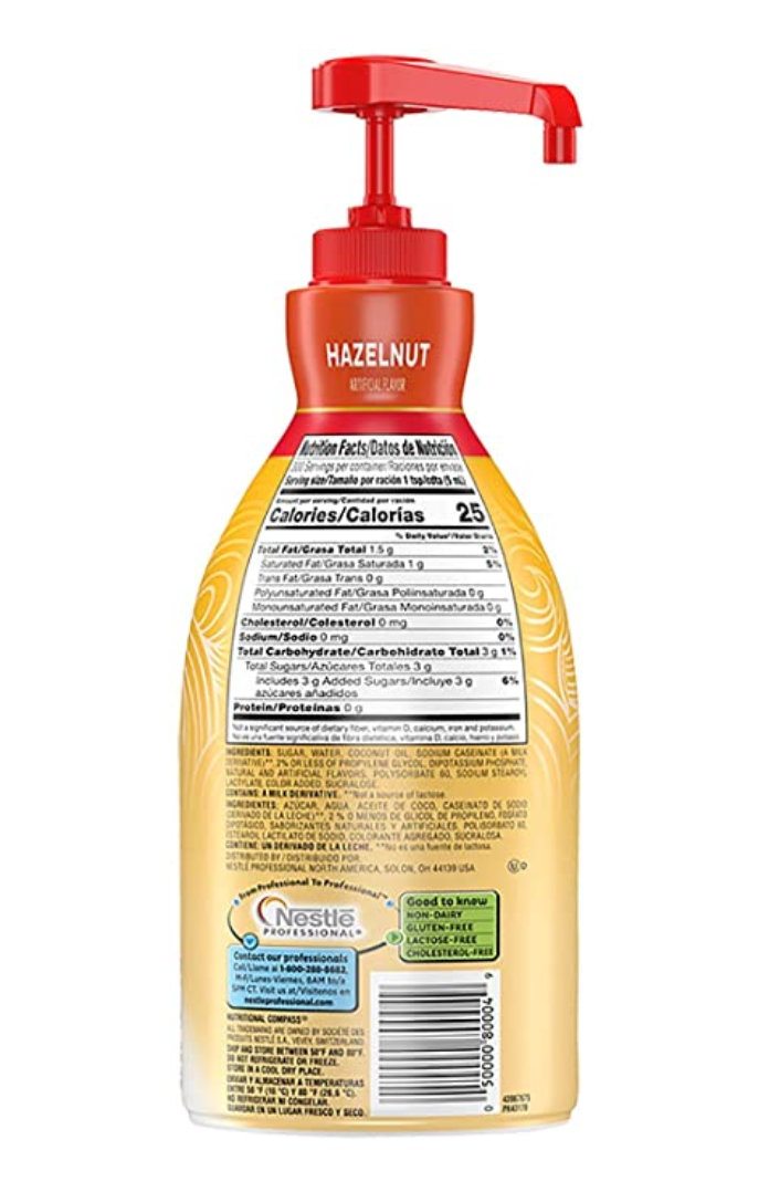 Nestle Coffee Mate - Non-Dairy Hazelnut Liquid Pump Creamer - 1.5L
