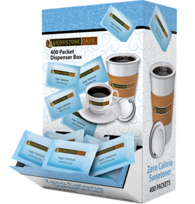 Grindstone Cafe - Blue Zero Calorie Sweetener Packets Dispenser Box - 400 Count