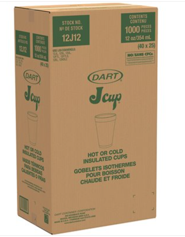 12 oz White Insulated Disposable StyroFoam Cup - 1000 Count