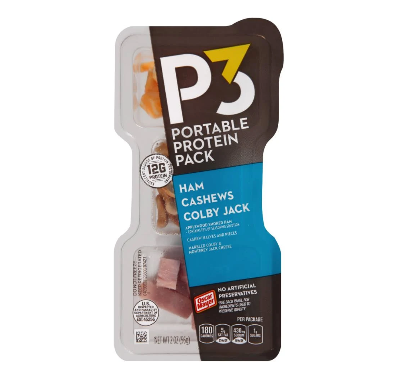 P3 Protein Pack - Ham, Cashews & Colby Jack - 10pk