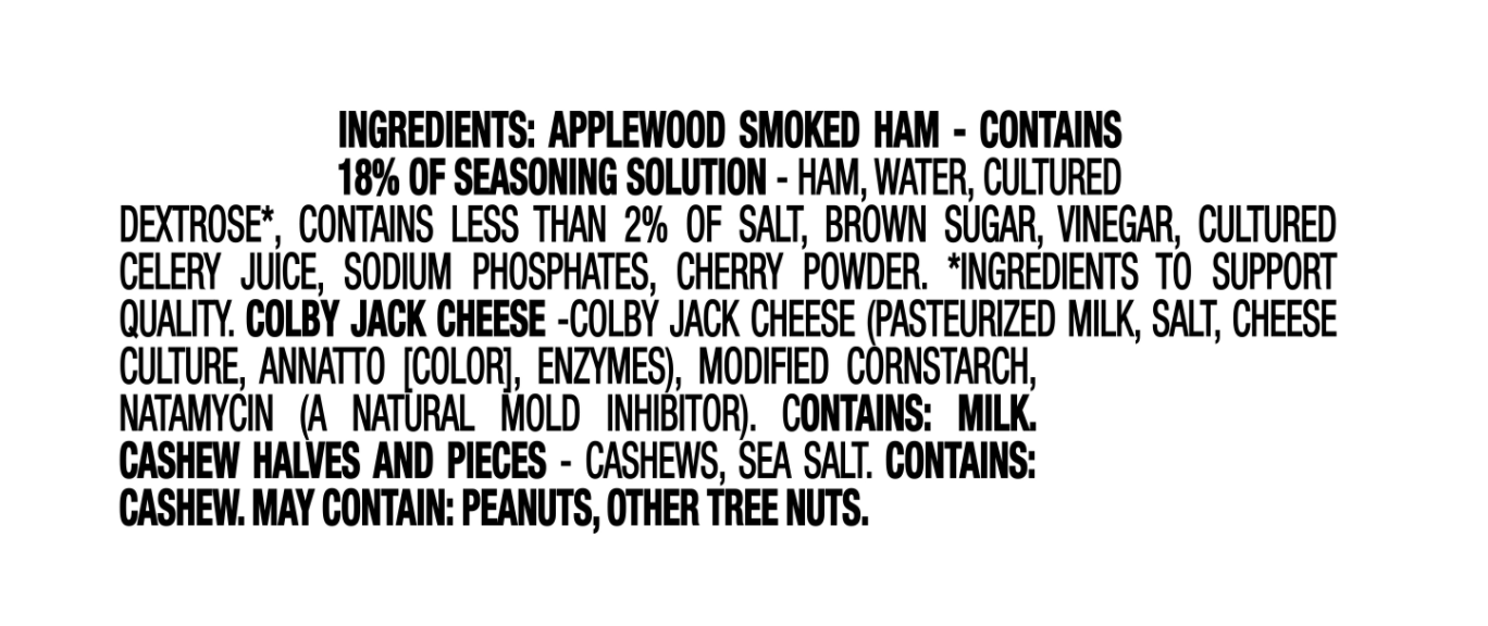 P3 Protein Pack - Ham, Cashews & Colby Jack - 10pk