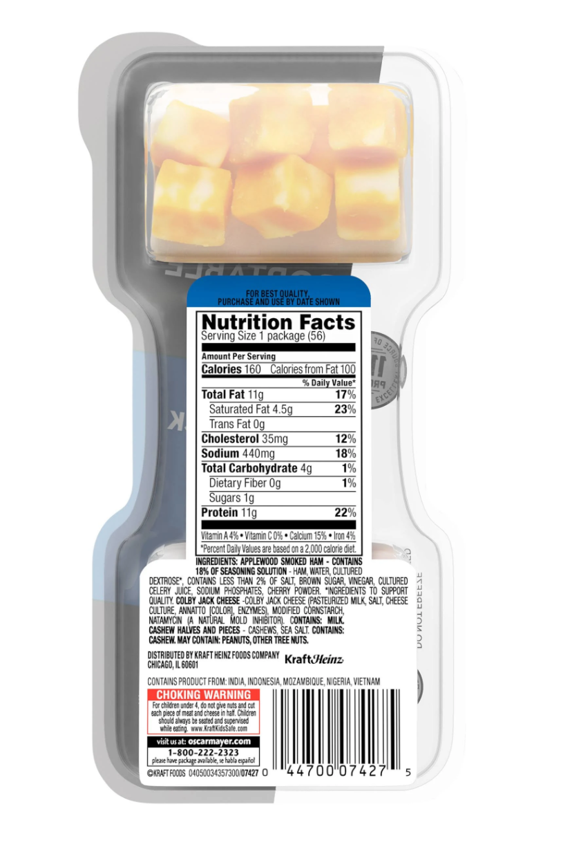 P3 Protein Pack - Ham, Cashews & Colby Jack - 10pk
