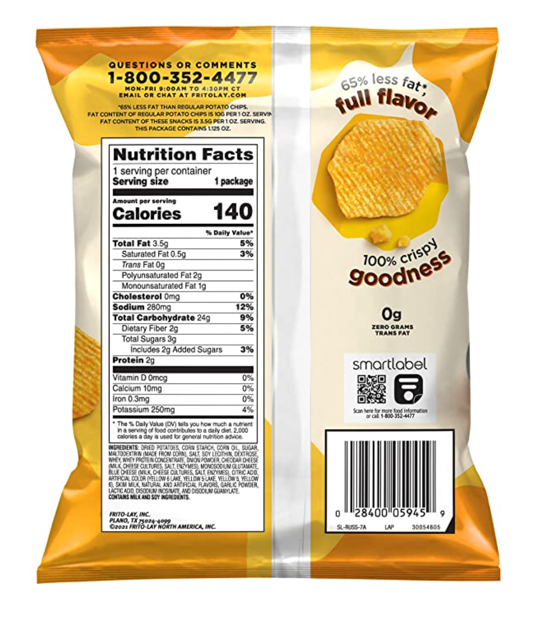 Ruffles Baked Cheddar & Sour Cream Chips LSS - 64pk