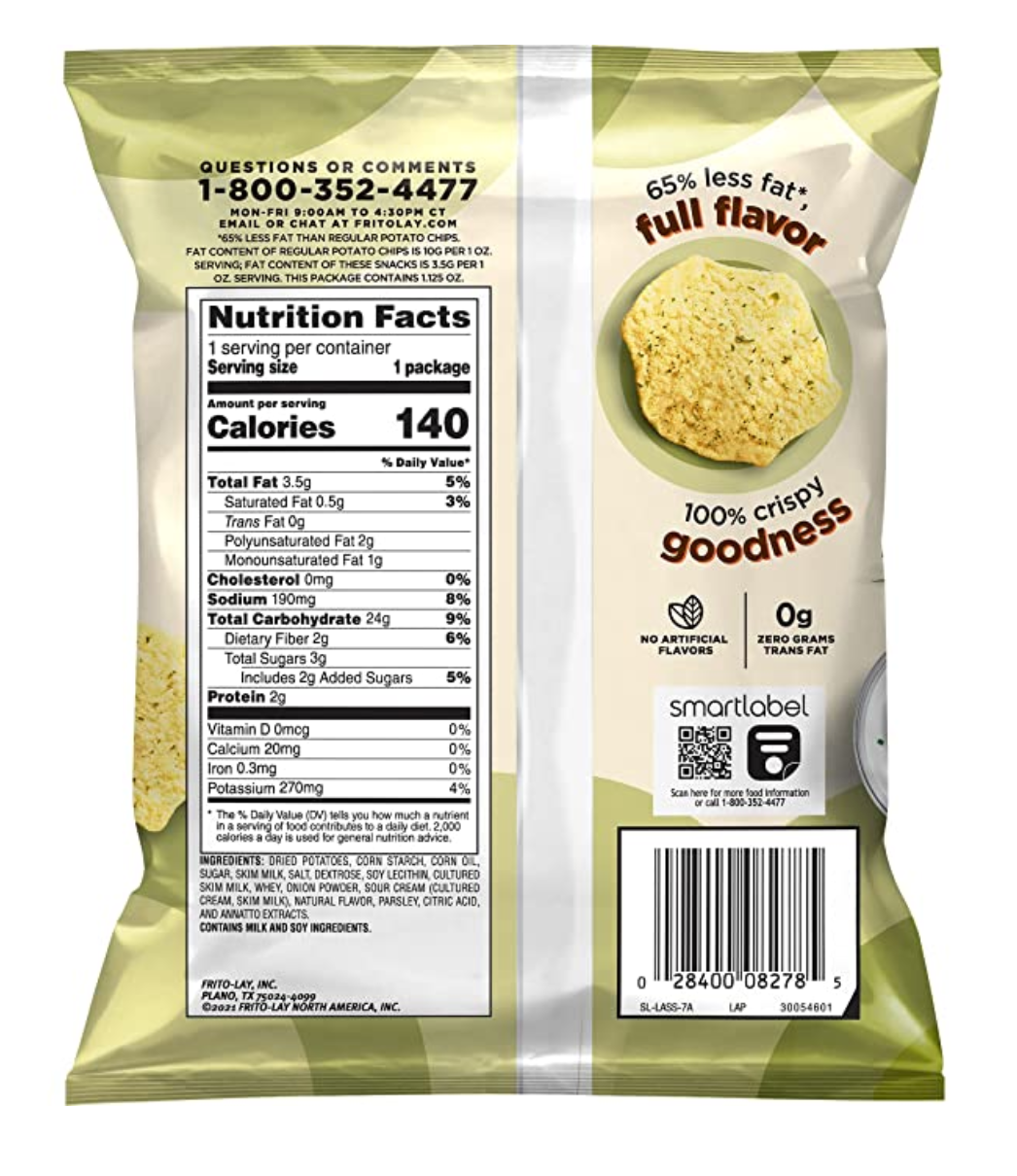 Lay's Baked Sour Cream & Onion Chips LSS - 64pk
