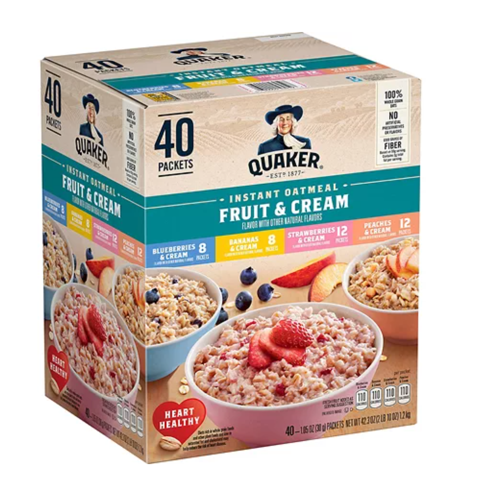 Quaker Oatmeal Packet Fruit & Cream Variety Box - 40ct