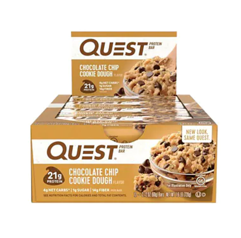 Quest Protein Bars - Chocolate Chip Cookie Dough - 12ct