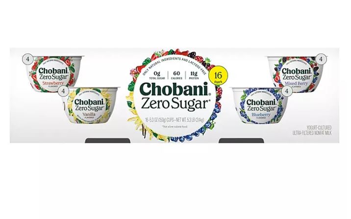 Chobani Zero Sugar Greek Yogurt Variety Pack -16ct.