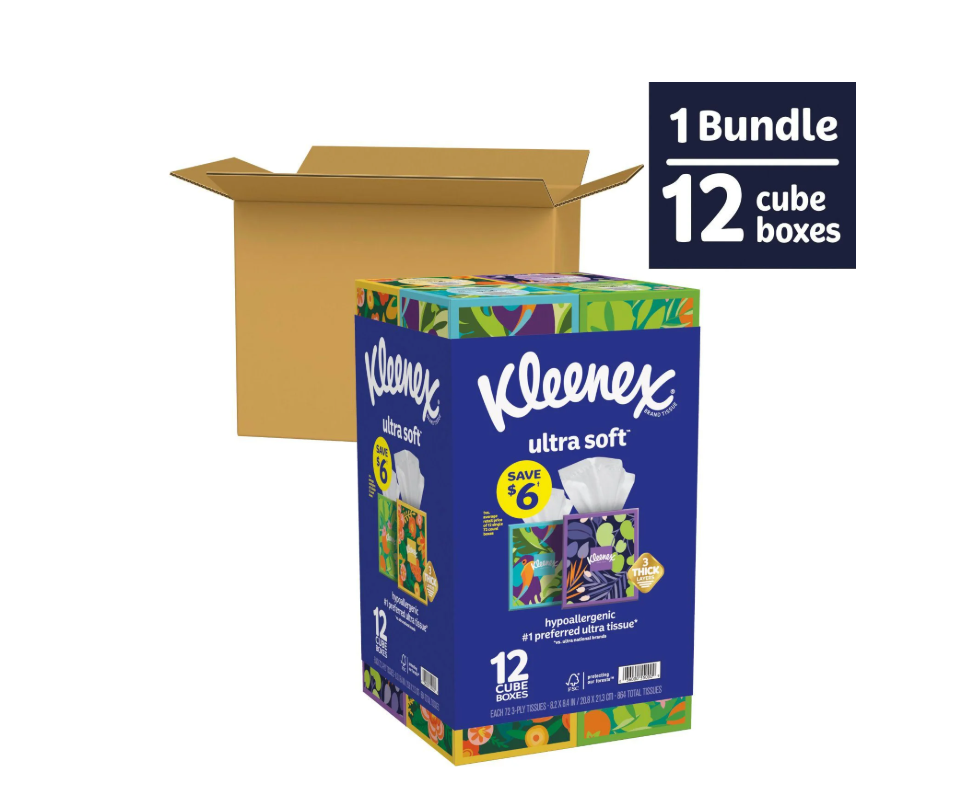 Kleenex Ultra Soft 3-Ply Facial Tissues ; 12 Boxes