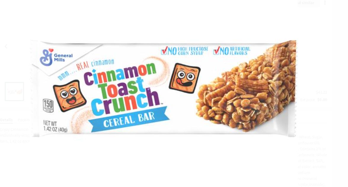Cinnamon Toast Crunch Cereal Bar - 96ct.