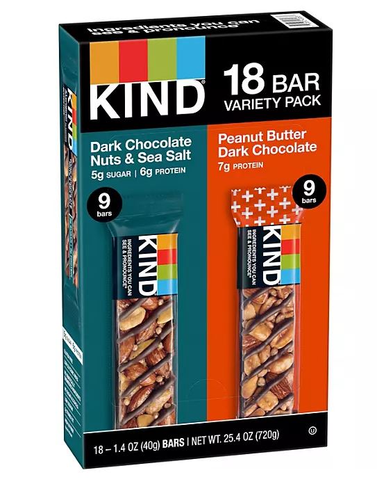 KIND Bar Variety Pack Dark Chocolate Nut Sea Salt and Peanut Butter Dark Chocolate - 18ct