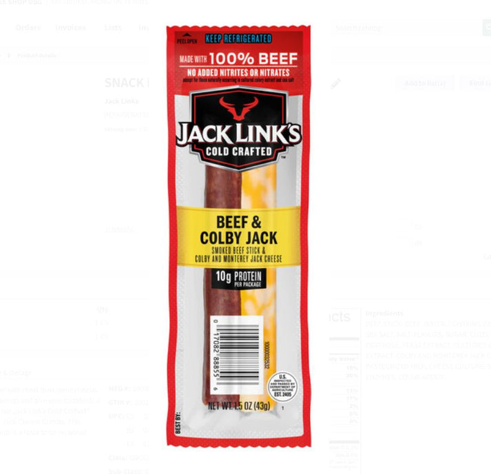 Jack Link Beef & Colby Jack 1.5oz. ; 18ct. Company Coffee Shop Online