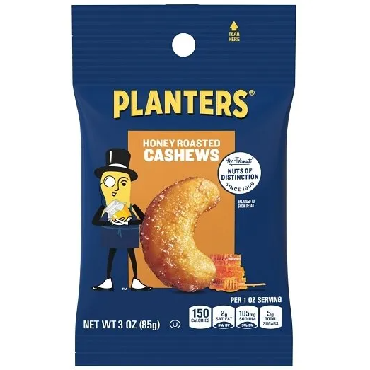 Planters Honey Roasted Cashews - 3oz ; 12pk.