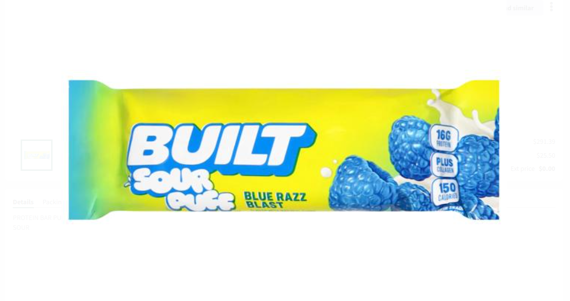 Built Bar Blue Razz Sour Puff Protein Bars - 1.41oz ; 12pk.