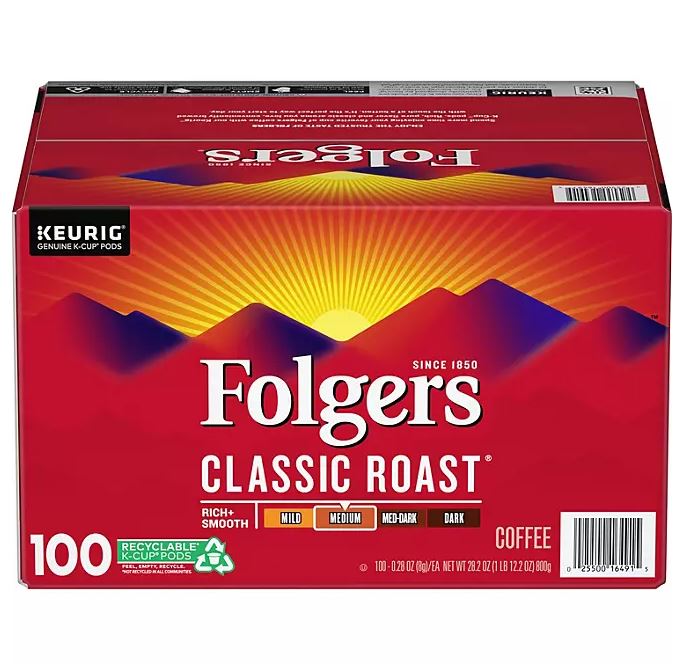 Folgers Classic Roast Coffee K-Cups - 100ct.