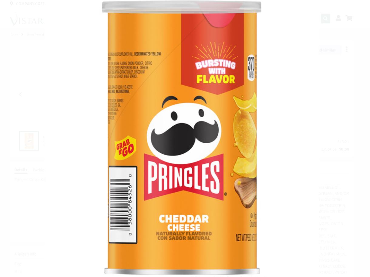 Pringles Grab & Go - Cheddar Cheese - 12ct