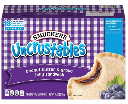 Smucker's Uncrustables Peanut Butter & Grape Jelly Sandwiches - 18ct