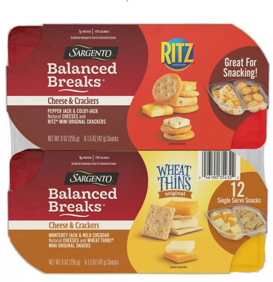 Sargento Balanced Breaks Cheese and Crackers - 12pk