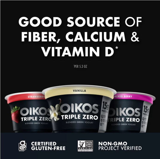 Dannon Oikos Triple Zero Blended Greek Nonfat Yogurt Variety  - 18pk