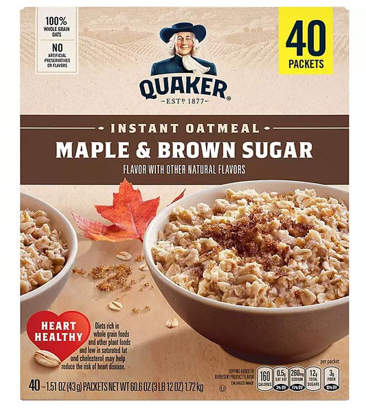 Quaker Instant Oatmeal Maple & Brown Sugar -40pk