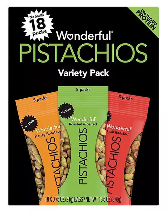 Wonderful Pistachios No Shells Variety Pack - 18pk