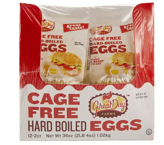 Great Day Farms Cage-Free Hard Boiled Eggs, Peeled - 2 eggs per pk. ; 12 pk.