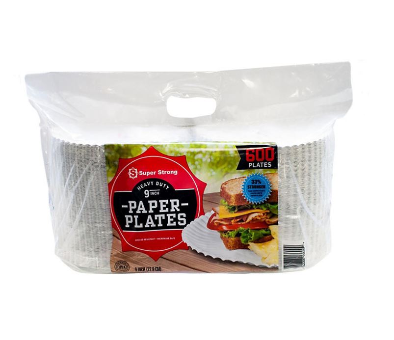 Super Strong 9" Paper Plates - 600ct