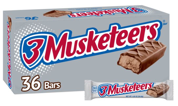 3 Musketeers Full Size Bulk Chocolate Bars - 36pk