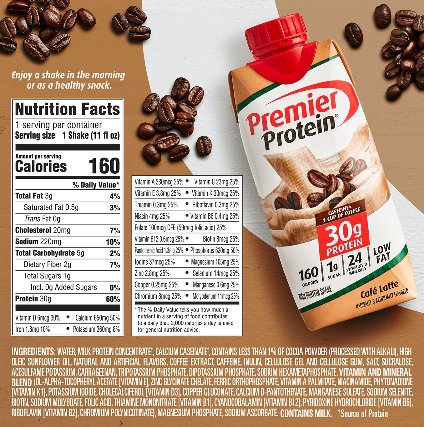 Premier Protein Shake - Caffe Latte - 15pk