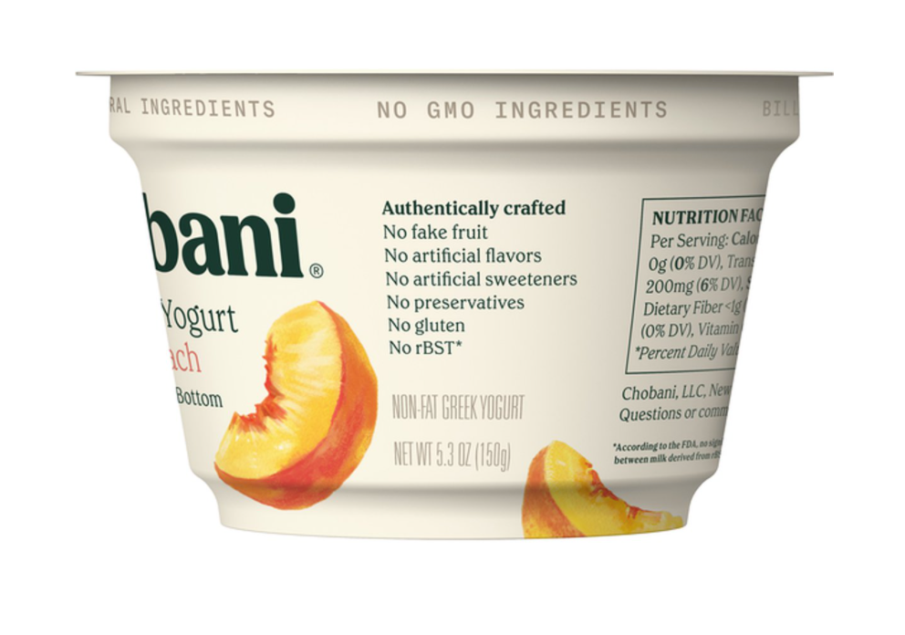 Chobani Peach Non-Fat Greek Yogurt - 12pk