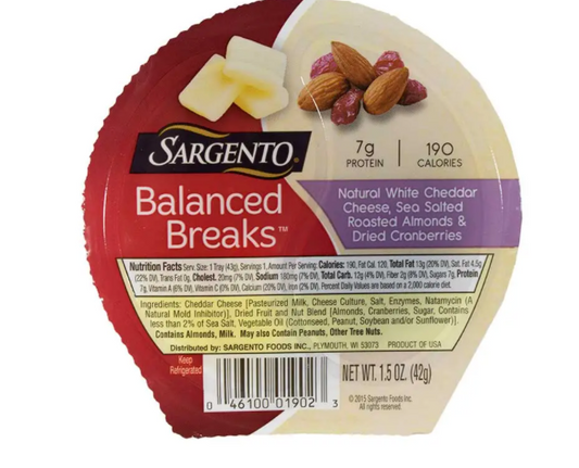 Sargento Balanced Breaks - White Cheddar, Almonds & Cranberries - 12pk