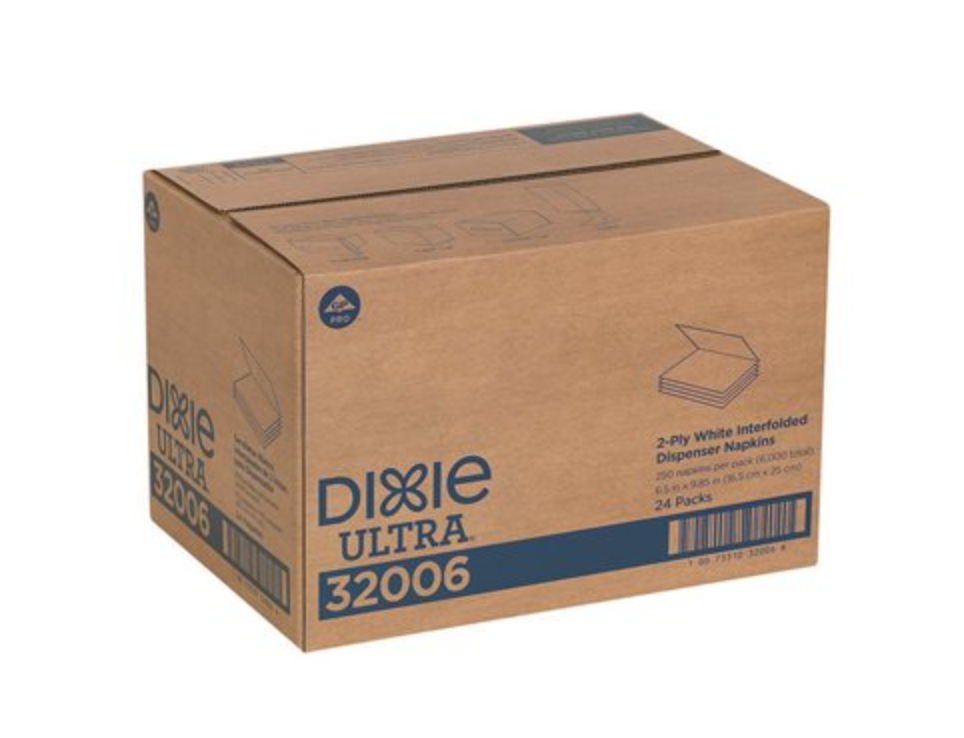 Dixie Ultra Interfold 2-Ply White Napkin Dispenser Refill - 250 Napkins/Pack