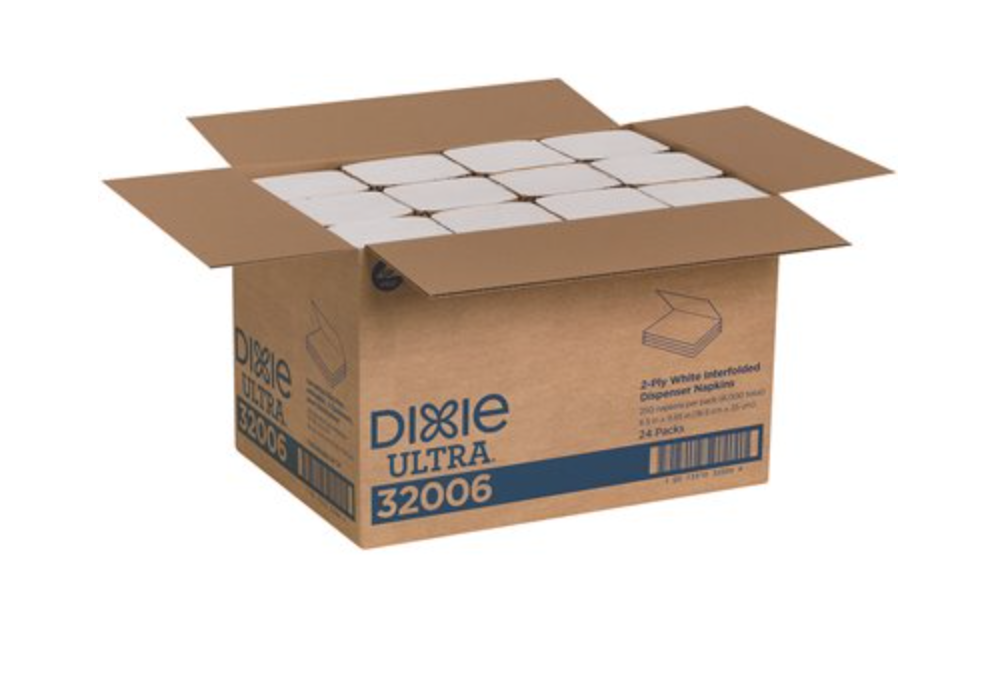 Dixie Ultra Interfold 2-Ply White Napkin Dispenser Refill - 250 Napkins/Pack