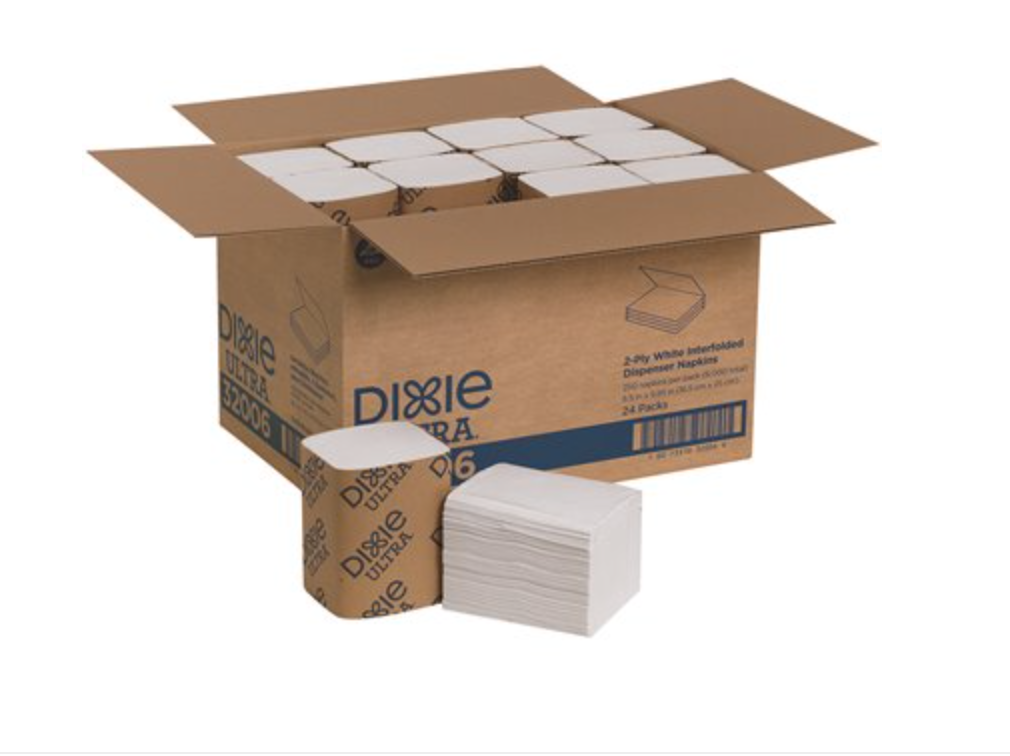 Dixie Ultra Interfold 2-Ply White Napkin Dispenser Refill - 250 Napkins/Pack