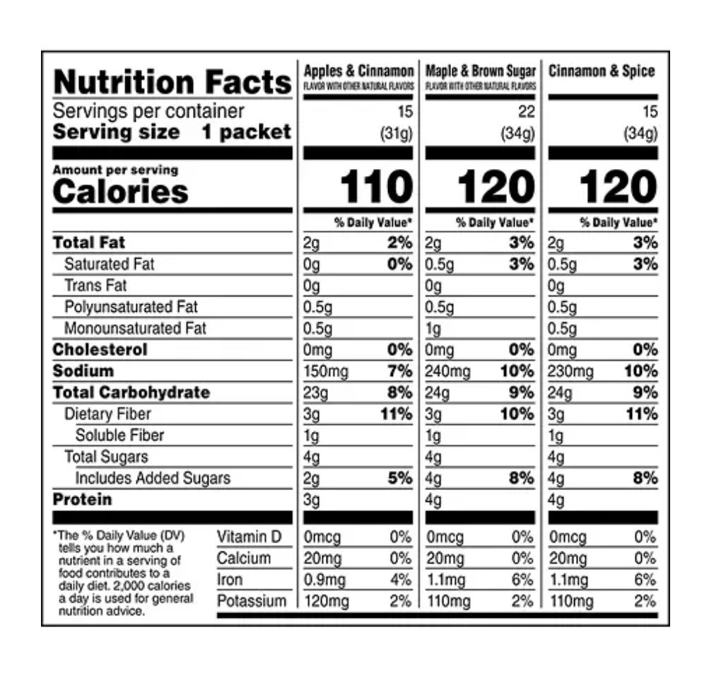 Quaker Low-Sugar Oatmeal Packet Variety Box - 52ct