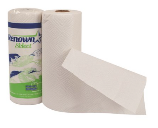 Renown White Perforated 2-Ply Paper Towel Roll (84-Sheets/Roll)