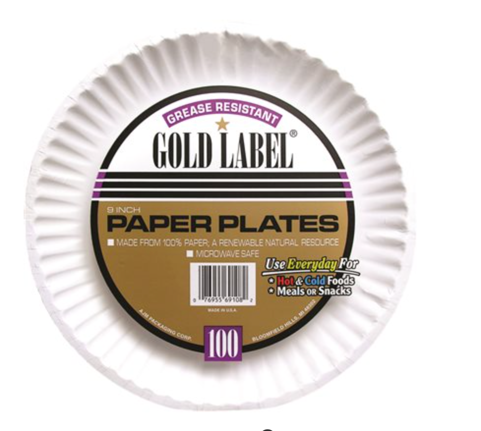 Green Label White Paper 9 in. Plates (1200-Pack)