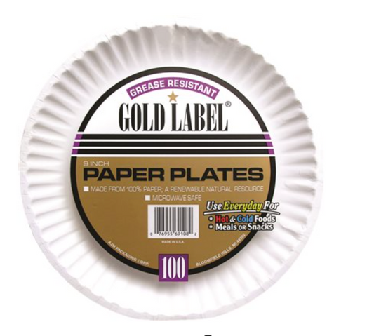 Green Label White Paper 9 in. Plates (1200-Pack)