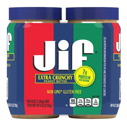 Jif Crunchy Peanut Butter - 48oz, 2pk