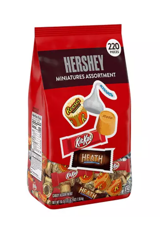 Hershey Assorted Chocolate Miniatures Candy, Bulk Bag - 55 oz., 220 pc.