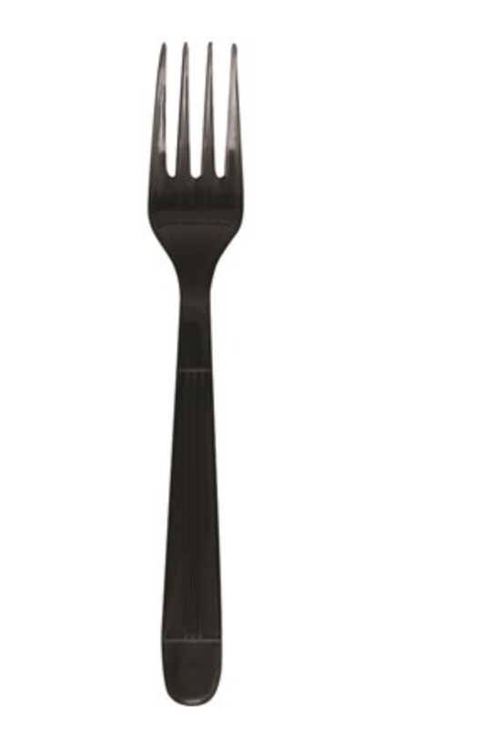 Black Heavy Weight Polystyrene Wrapped Forks - 1,000 Per Case