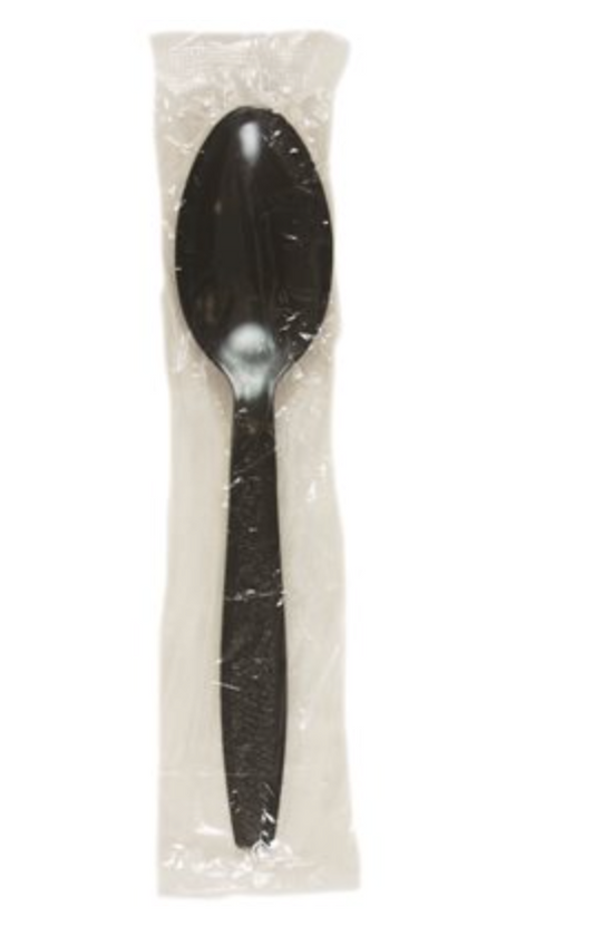 Black Heavy Weight Polystyrene Wrapped Spoons - 1,000 Per Case